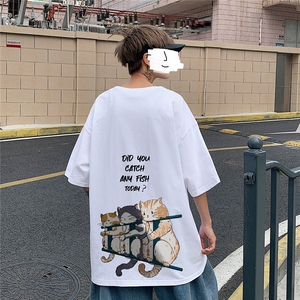 1港风印花情侣日系风潮大码M-5XL短袖T恤男DT7789P28控45图片