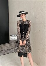 春装新款韩版假两件连衣裙，女装连衣裙，蕃米莉