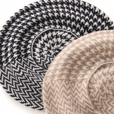 2025年时尚百搭通勤简约休闲千鸟格帽子，帽子，晨晟羊绒