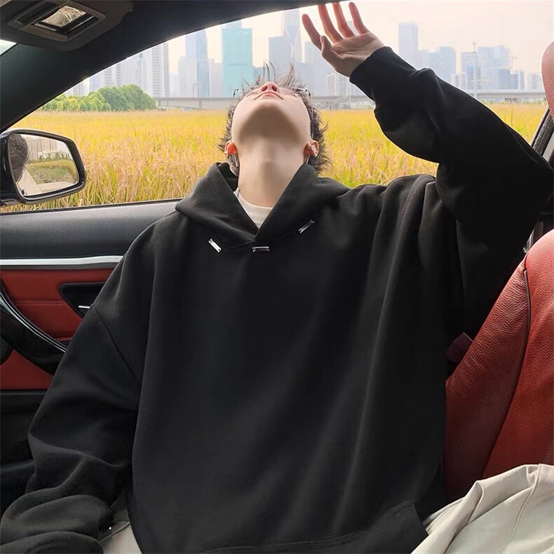 抖音得物高品质秋冬美式高街重磅结构金属装饰连帽卫衣外套XS104，男装卫衣，电商A486