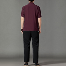 2026夏季薄款高端风冰丝短袖衬衫套装唐装汉服HL23812-P120，男装休闲套装，星座1105-3
