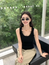 2025年夏季单件套头修身型背心纯色内搭时尚百搭，女装背心吊带，玛卡隆羊绒