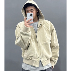 网图有货卡其色加绒加厚座山雕飞行夹克男JK264-P110加绒P125，男装夹克，星座1505