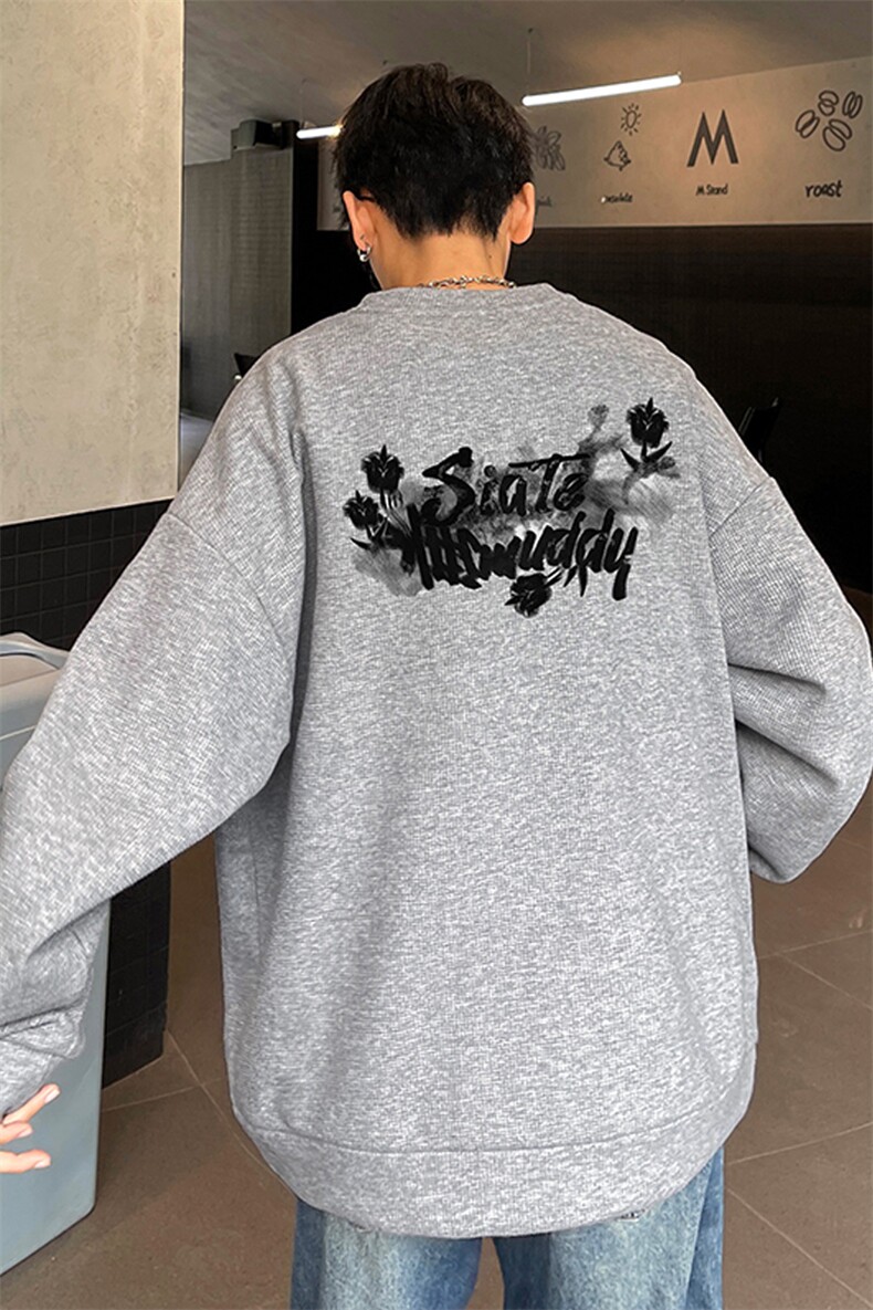 华夫格！华夫格上衣男圆领华夫格卫衣男大码长袖t恤男HY228-特P23,男装T恤,电商B367