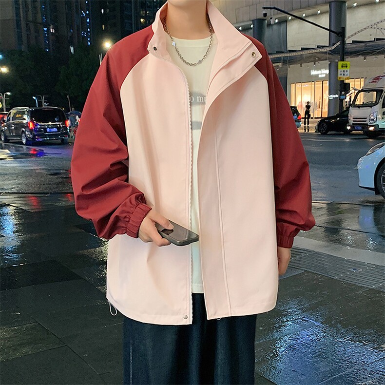 港风拼接上衣夹克宽松落肩立领冲锋衣外套 JK864 P65图片