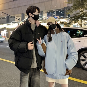 情侣装冬装 双面穿 条纹织带棉服 拼色棉衣休闲外套男 G1101 P138图片