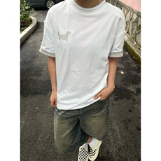 【有货】美式复古腊肠狗刺绣短袖t恤男情侣款TX6167-特P35，男装T恤，星座1007（原301D）