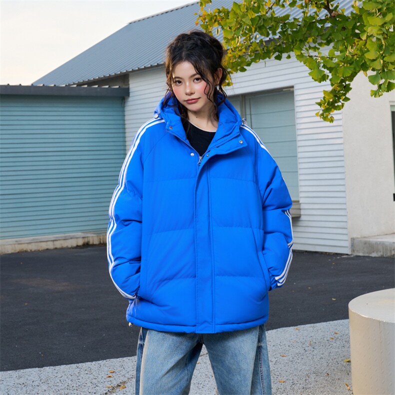 冬季潮流条纹五防立领加绒加厚棉衣情侣撞色棉服外套MY8899-p78,男装棉衣,星座610B-1