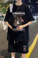 ！重磅推荐！2024夏季新款男士华夫格短袖套装一套HTZ10P50，男装T恤，电商B220