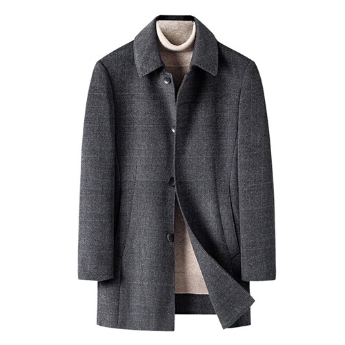 羊毛呢外套男秋冬季翻领妮子风衣羽绒内胆可脱卸大衣ZG2807-P315，男装毛呢大衣，电商B212（原钱塘6029）