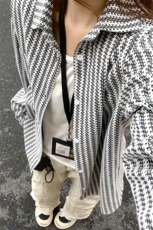 2025秋季新款港风女模大码鱼骨纹长袖衬衫M-5XHC25885-特P25，男装衬衫，电商A022