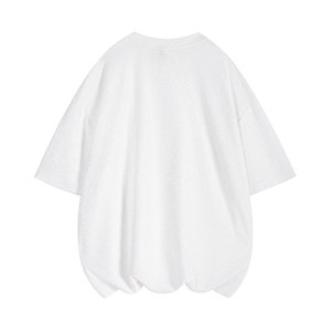 8XL-M 特大码短T恤泡泡袖肌理感冰丝短袖衬衫上衣五分袖DX322P25图片