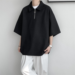 8XL-M半拉链短袖t恤特大码美式高街polo体恤衫翻领半袖DX1215/P35图片