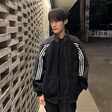 抖音得物高品质美式高街重磅结构织带拼接撞色立领卫衣外套CM41，女装短外套，电商A486-1