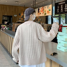 拼色竖条纹圆领针织衫男女宽松春秋季复古青少年毛衣MY05693-P60，男装针织衫/毛衣，星座308B-2