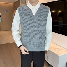 2025抖音男士假两件卫衣衬衫领新款刺绣针织打底衫CS23--P68，男装T恤，电商B278