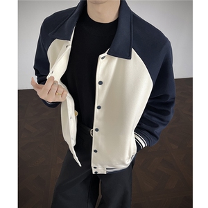 重磅420克boxy短款开衫翻领卫衣外套棒球服撞色外套男 D9898-P68图片