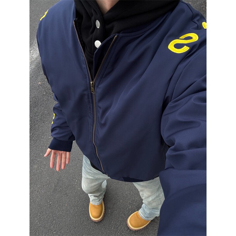 【网图】M8091LL-特P80美式字母刺绣飞行员棒球服夹克加棉外套,男装夹克,星座1007（原301D）