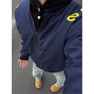 【网图】M8091LL-特P80 美式字母刺绣飞行员棒球服夹克加棉外套图片