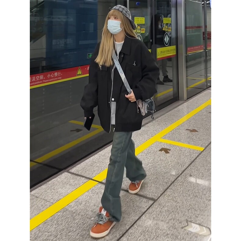 【直播】春2024港风夹克宽松星星扣外套男女C2300-TP90控价128,男装夹克,电商A102-1