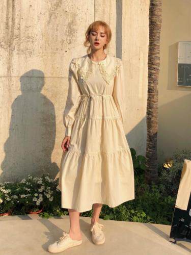 韩版纯色连衣裙，女装连衣裙，H101