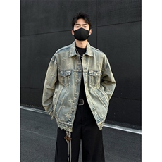 四叶cao牛仔外套男女韩版潮流高街帅欧美2025春季外套W6372-P76，男装工装外套，星座412-3