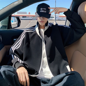 H225美式重磅卫衣男士202秋冬新款立领拉链开衫运动外套休闲上衣,儿童卫衣搭配头饰图片