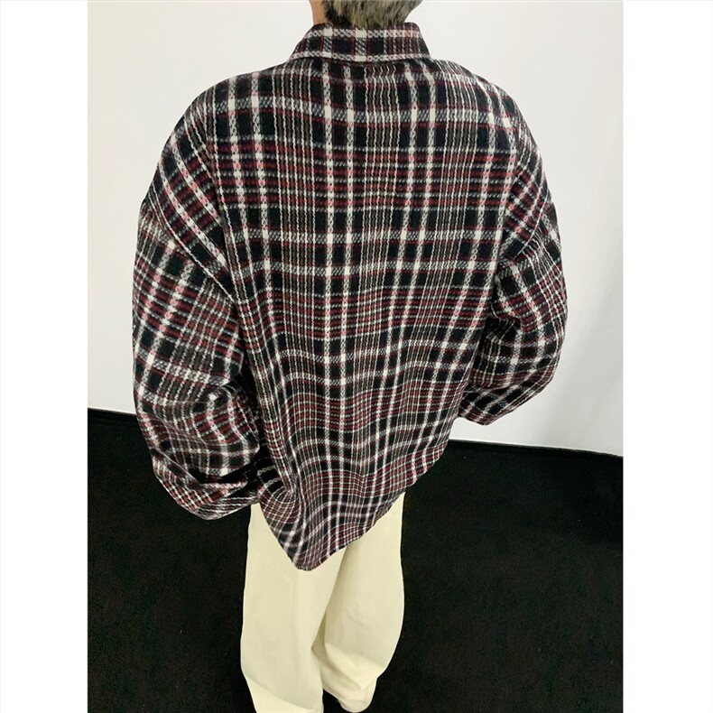 现货~磨毛加厚格子大码长袖衬衫C5893/特P25红色2,男装衬衫,电商A094