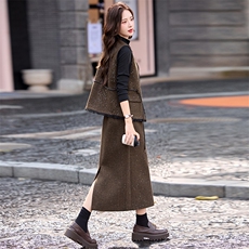 现货小香风套装裙女2025秋季新款高级感气质富家千金半身裙两件套，女装套装/套裙，涵墨