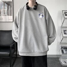 华夫格卫衣圆领卫衣男大码长袖t恤男外套HW76167-P30加绒款-P40，男装卫衣，电商A040
