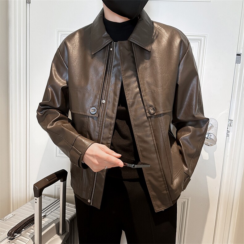 秋冬2023轻熟抖音休闲夹克皮衣外套男JK-5022-P140,男装夹克,电商A236