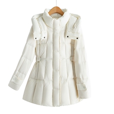 款纯色小蛮腰连帽显瘦羽绒服女（腰围可调节），女装羽绒服，浙宝189