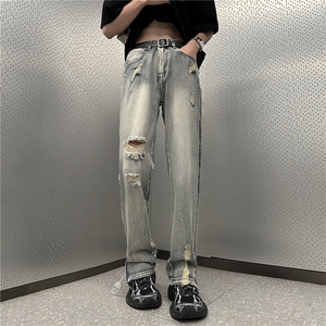 美式高街休闲牛仔裤个性小众休闲裤A061-JM1735-P65-控88图片