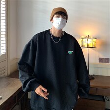 秋冬新款菱形格纹提花宽松圆领套头情侣卫衣大码外套H762P58，男装卫衣，电商A341