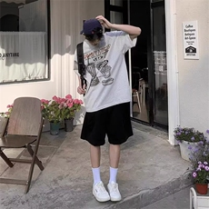 夏季新款美式短裤男潮牌薄款设计感小众宽松大码运动休闲五分裤子，男装牛仔裤，四季星座505