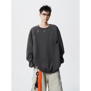 HW2513-特p45控78面布54.2棉45.8聚酯圆领领情侣卫衣宽松外套男图片