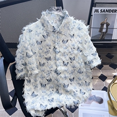 潮牌设计感小众衬衣ins痞帅夏季高级感彩色流苏衬衫-CS123，男装衬衫，星座1002-2