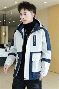 冬季牛仔棉服男模特加厚夹克风衣保暖外套工装棉衣米色866加绒图片