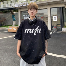 量大优供抖音视频支持得物配合二开美式满天星亮片短袖T恤MTX600，男装T恤，电商A486-1