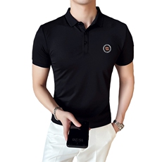 2024夏季新款修身短袖POLO衫韩版时尚印花T恤男D8808-p55控85，男装Polo衫，电商D303