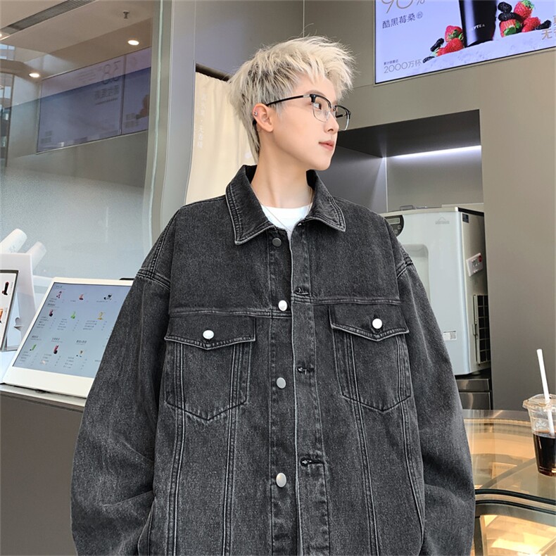 得物二开大货男女百搭牛仔夹克大码宽松休闲牛仔外套JK778-P60,男装工装外套,星座1103-3