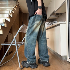 复古蓝色牛仔裤男 M-3XL 直播平直 P65控88图片