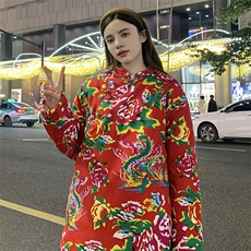 A6女士风唐装东北大花棉衣外套保暖防寒棉袄可搭配男款汉服潮，女装棉衣/棉服，星座115A(原星座507）