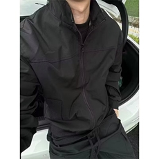 D60-P46黑色美式教练飞行夹克男款高级感痞帅硬汉外套廓形，男装T恤，电商B323A