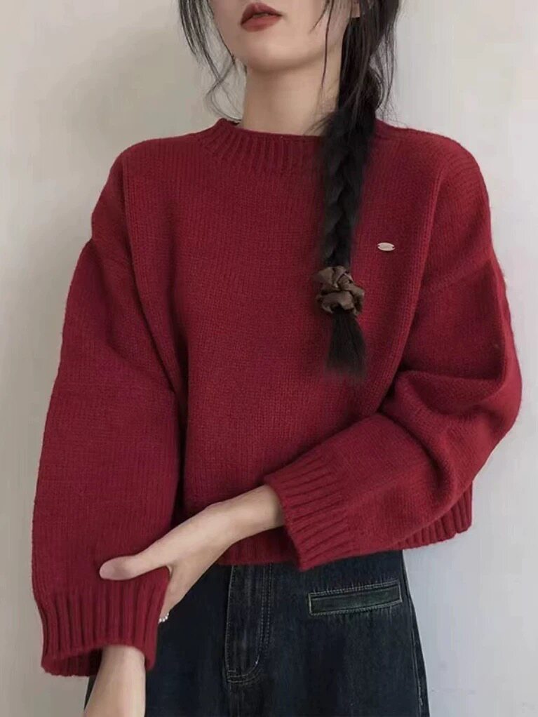 新款女装圆领羊毛衫羊毛百搭宽松时尚保暖上衣,女装羊毛衫,恩泰羊绒