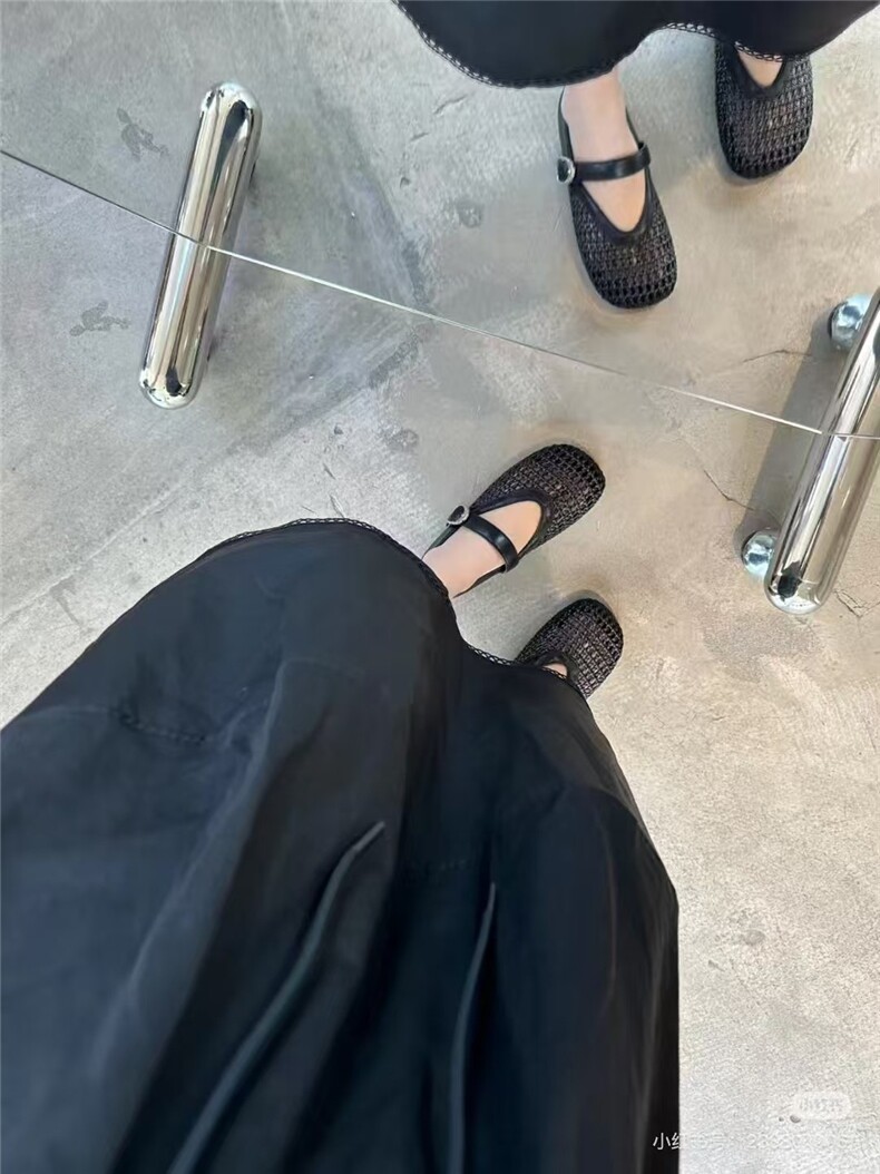 真皮镂空网面凉鞋女夏季外穿拖鞋一字带勃肯鞋平底浅口玛丽珍单鞋,女鞋拖鞋,泰合衣坊