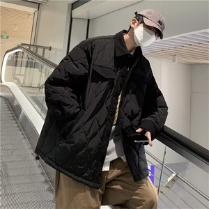 立领棉衣男秋冬潮牌ins菱形格棉服港风宽松工装棉袄 W5887-P65图片