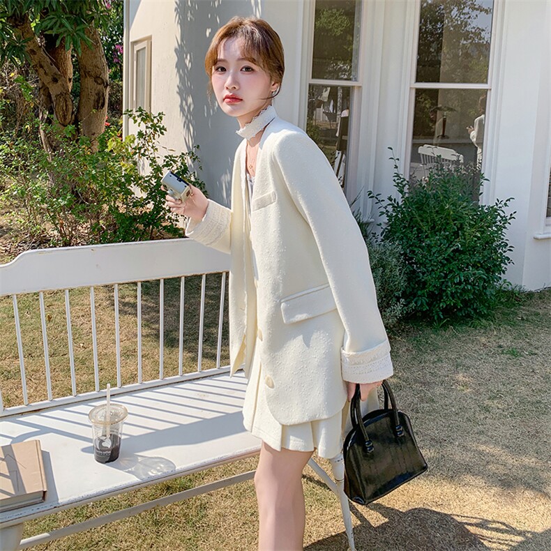 蕾丝拼接小香风套装裙女2025春季新款高级感气质名媛半身裙两件套,女装套装/套裙,1D102-1