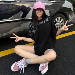 万针全刺绣工艺抖音得物高品质260克重磅纯棉双纱美式高街短袖T恤图片