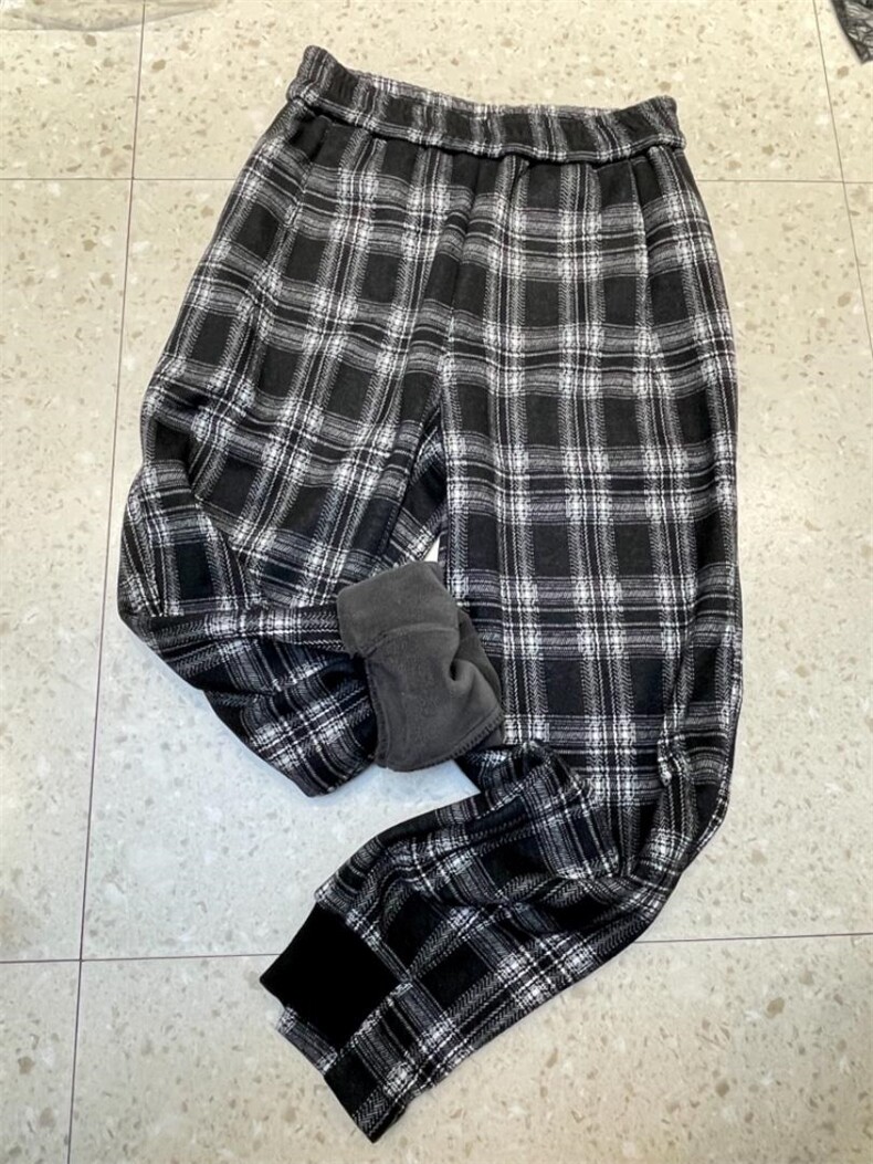 【现货】格子加绒哈伦裤，其它，淳·清衣社